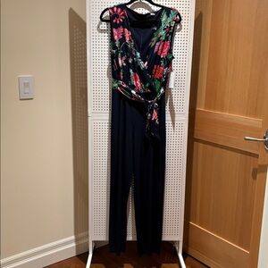 Calvin Klein Black Jumpsuit with Floral Design